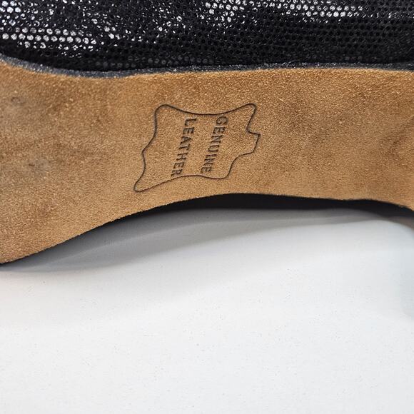 Vintage 90s Black Leather Glitter Mary Jane Round Toe Formal Dress Shoe 10.5 W - Picture 7 of 9